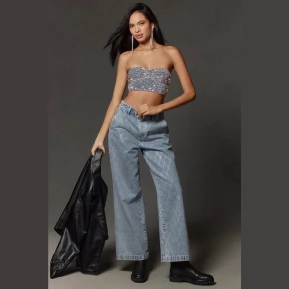 NWT Anthropologie Eve Sequin Bralette: Bandeau Edition, Grey Iridescent Size L - Picture 8 of 10